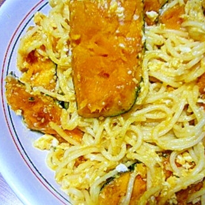 かぼちゃと温泉卵のパスタ★